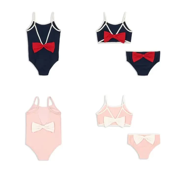 Maillots de bain pour filles, maillot de bain une pièce avec nœud rouge au dos, ensemble de bikini mignon pour filles, maillots de bain de plage pour enfants, maillots de bain pour bébés