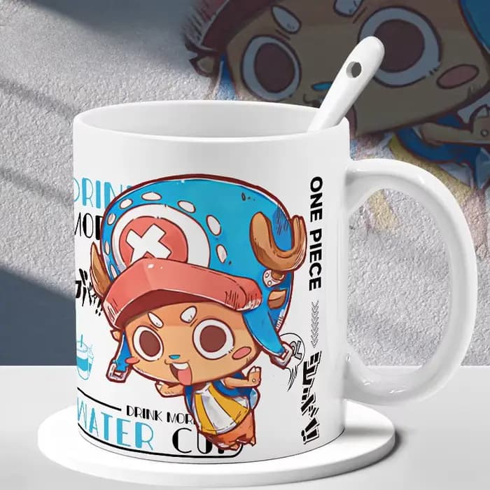 Nouvelle tasse à café en céramique One Piece Kawaii, avec des personnages de dessins animés Luffy, Chopper, Zoro, Usopp, pour les fêtes