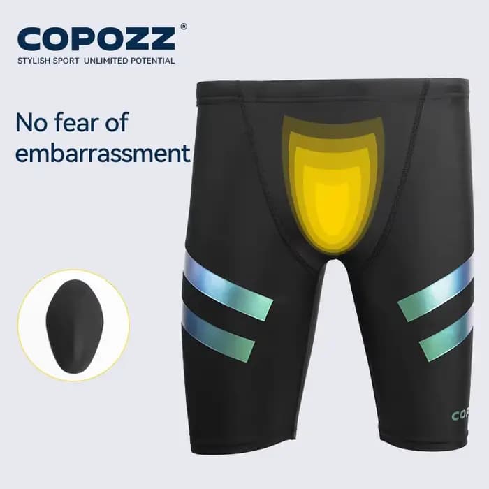 COPOZZ hommes peau de requin hydrofuge maillot de bain de longueur courte et cinq-quarts maillot de bain maillots de bain slips de course L-4XL