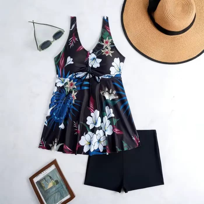 Maillot de bain deux pièces à motif floral discret pour femme