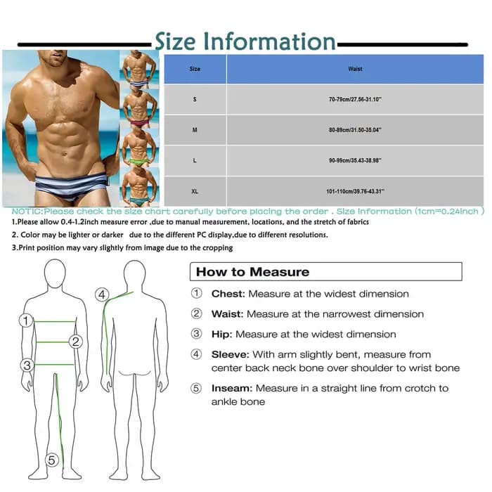 Maillot de bain sexy à rayures pour hommes