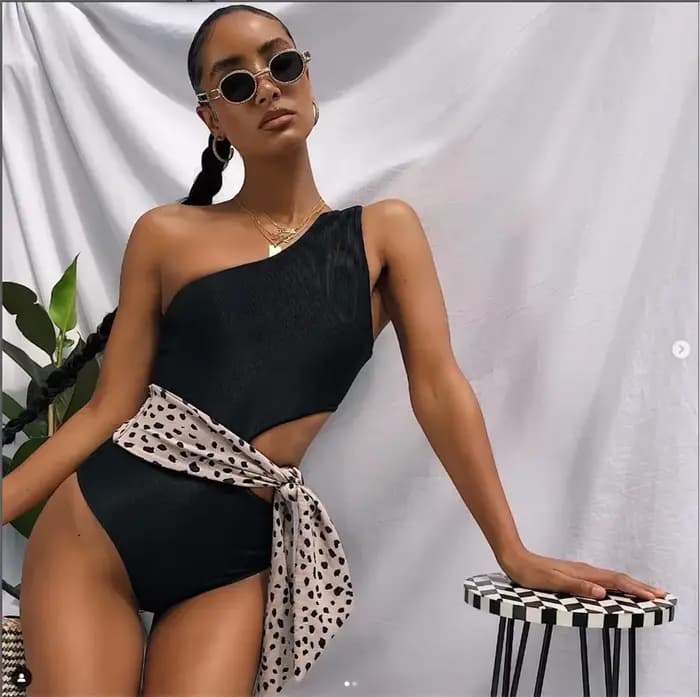 Maillot de bain une pièce asymétrique épaule dénudée, imprimé col licou, Push Up, Monokini, body, vêtements de plage pour femmes