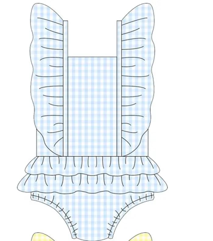 Nouveau maillot de bain une pièce à volants imprimé à carreaux uni pour fille, style vacances en bord de mer en soie de lait