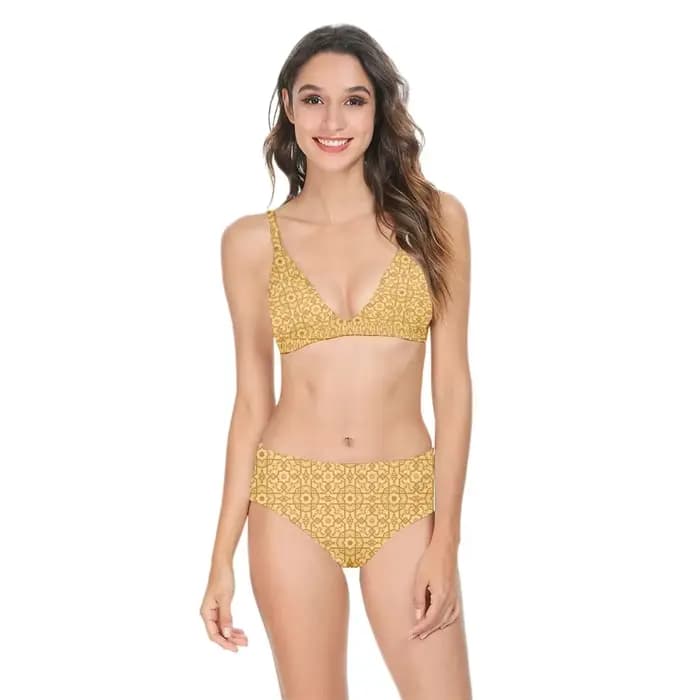 Femmes Sexy Bikini maillot de bain taille haute imprimé géométrique décontracté à la mode dos nu maillots