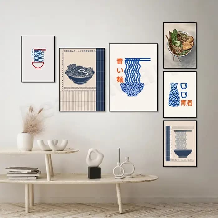 Affiche de ramen, nourriture japonaise, illustration, décor de cuisine moderne, nourriture asiatique, art de bar, affiche d'exposition vintage, Japon