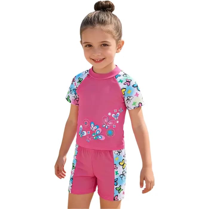 Maillot de bain imprimé décontracté 2 pièces pour petites filles