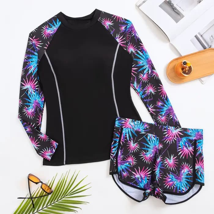 Maillot de bain deux pièces à manches longues pour femmes