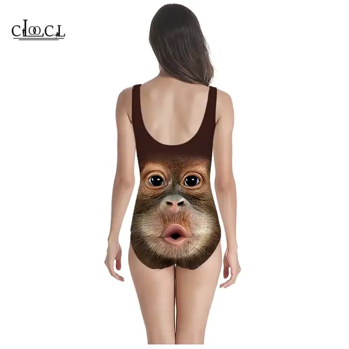 CLOOCL − Maillot de bain une pièce, imprimé singe 3D, animal, amusant, pour femmes, tenue de bain, sexy, nouvelle mode