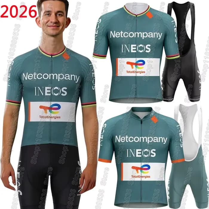 Ensemble de maillot de cyclisme Netcompany-Ineos Team 2026, kits de vêtements gris pour vélo, chemises de vélo de route, short de vélo, maillot de VTT, Ropa