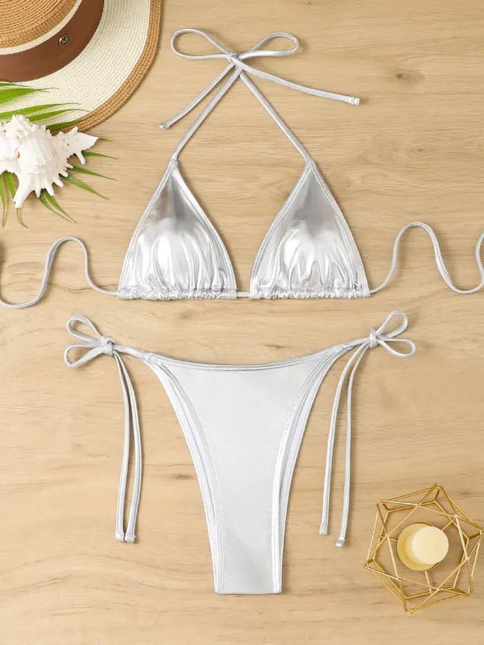 Micro bikini grande taille pour femmes, maillot de bain brillant pour l'été, vêtements de plage, maillot de bain pour femmes
