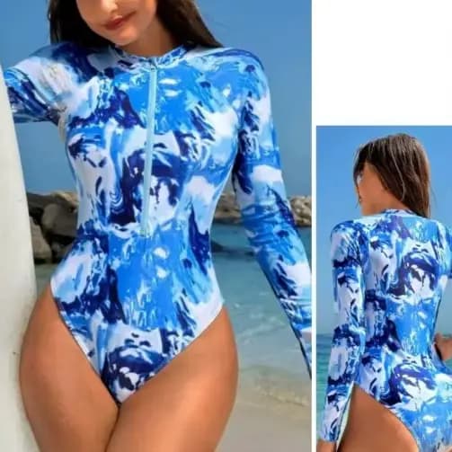 Maillot de bain une pièce imprimé pour femme, taille haute, manches longues, sexy, moulant, style cosplay, tendance été