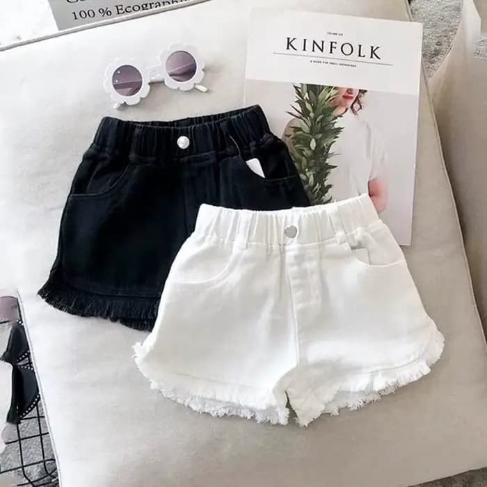 Shorts en jean pour filles, été 2026, 1-7 ans, jeans courts pour enfants, couleur unie, vêtements confortables et tendance, style coréen