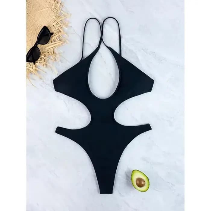 Sexy haute découpé Monokini une pièce maillot de bain pour femmes croix licou