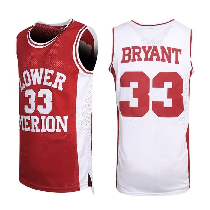 Maillots de basket-ball pour le lycée Lower Merion 33 Bryant, broderie cousue, vêtements de sport d'extérieur de haute qualité à prix abordable, rouge