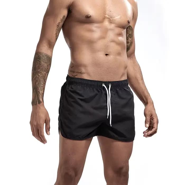 Short de bain noir pour homme, maillot de bain, proximité, cordon de serrage, document solide, séchage rapide, course à pied, piscine, classique, sport décontracté, été
