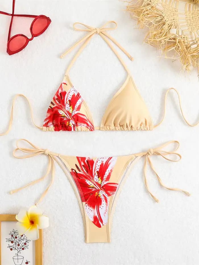 Maillot de bain brésilien imprimé floral pour femmes
