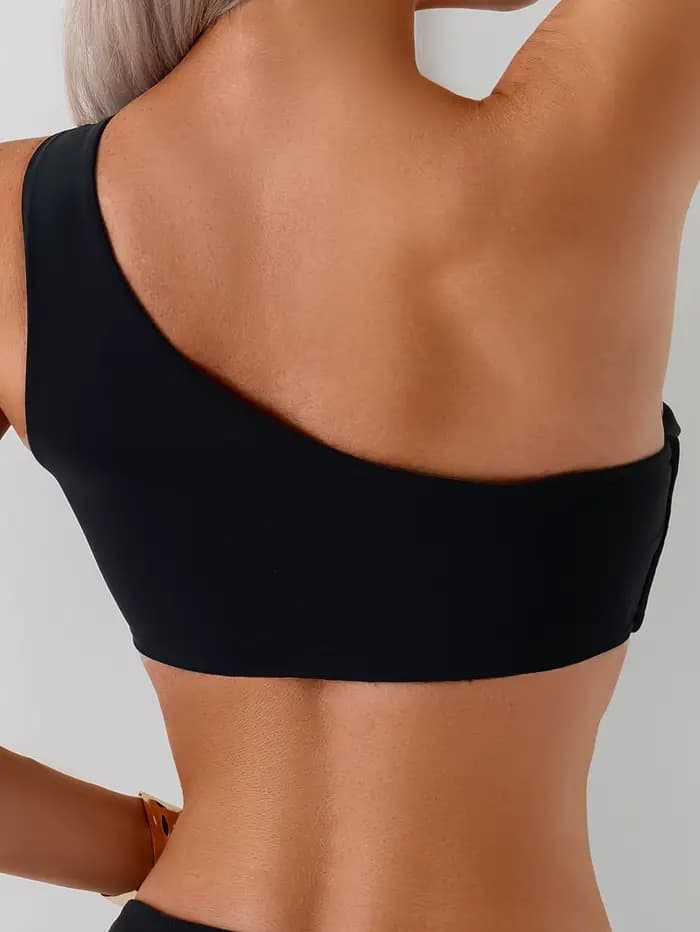 Maillot de bain une pièce noir, asymétrique épaule dénudée, ajouré, dos nu, Slim, pour femmes, Monokini, vacances, 2025