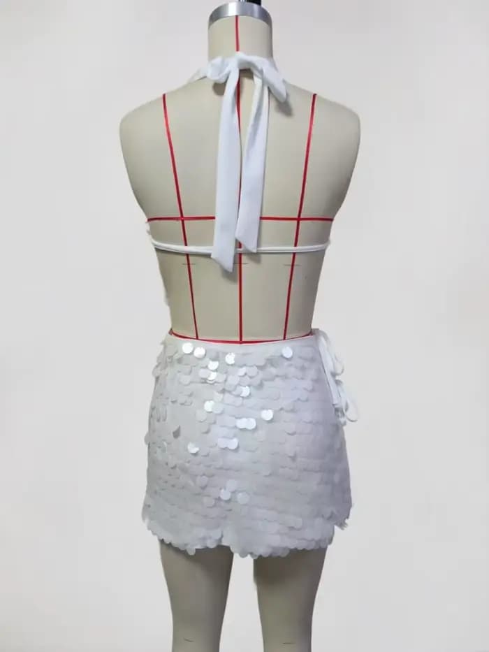 Ensemble 2 pièces de maillot de bain pour femme : haut court et mini-jupe