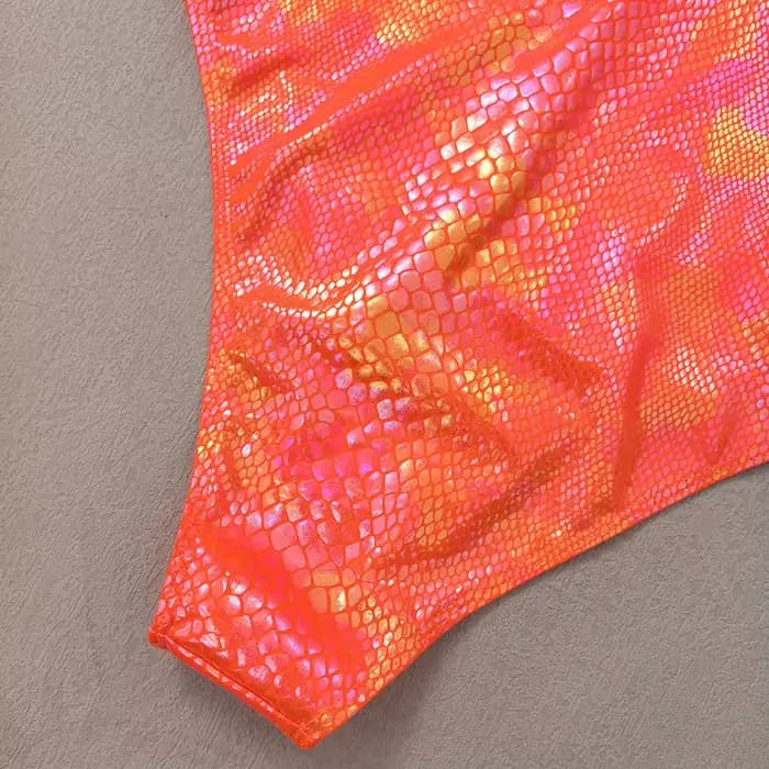 Maillot de bain une pièce imprimé peau de serpent Orange brillant, Sexy, col en U, amincissant, dos nu, Monokini, pour femmes, 2025