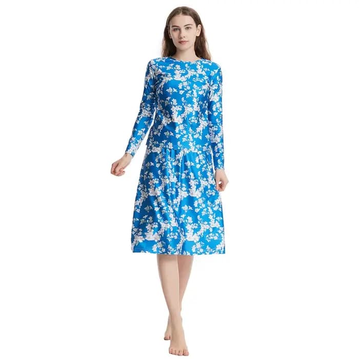 Maillot de bain 3 pièces imprimé musulman, modeste, burkini, islamique, bikini, couverture complète, arabe, manches longues, haut, jupe, ensemble