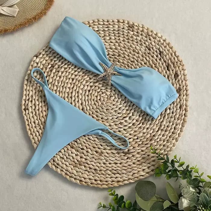 DEBAIOR maillots de bain 2025 femmes tendance maillots de bain deux pièces costumes string Bikini étoiles brillantes Bikini ensemble plage ensemble Sexy maillot de bain