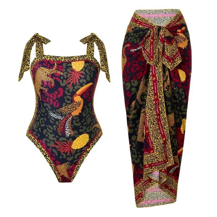 Maillot de bain une pièce imprimé pour femme 2026 avec jupe de plage – Tenue