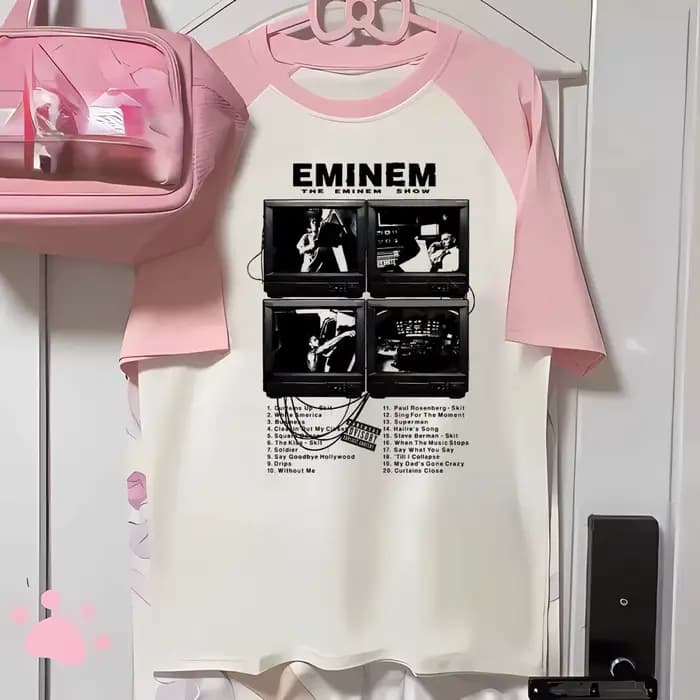 Eminem-T-shirt ras du cou pour femme, vêtement de styliste, anime, manga, années 2000