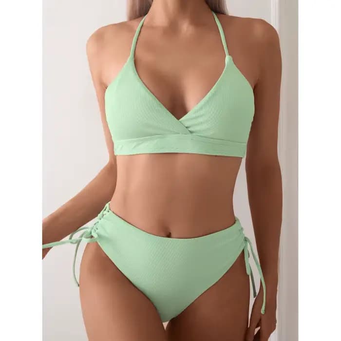 Cikini-ensemble bikini fendu à col en V pour femme