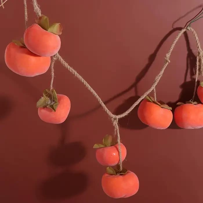 8 fruits de Simulation de kaki, Orange, kaki artificiel réaliste avec fruits givrés, pendentif mural suspendu