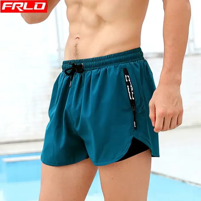 Short de bain extensible pour homme avec doublure de compression