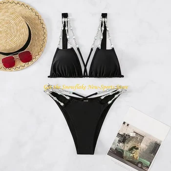 E56D femmes Sexy licou String Bikinis ensembles à bretelles maillots bain coupe haute