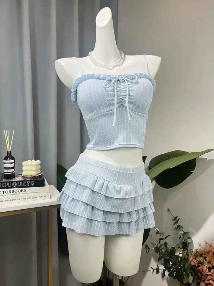 Ensemble de bikini à rayures style Sweet Lolita pour femmes