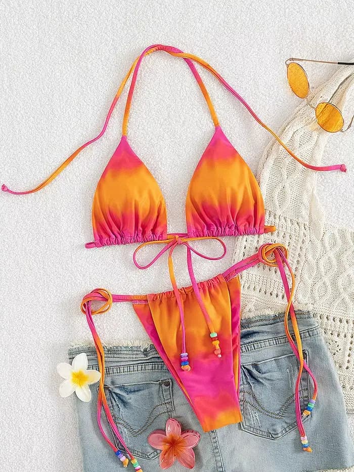Cravate colorant à lacets ensemble de Bikini maillot de plage femmes maillot de bain Biquinis Tankini Femme Mujer maillot de bain femmes Куwlьник Ж браrien