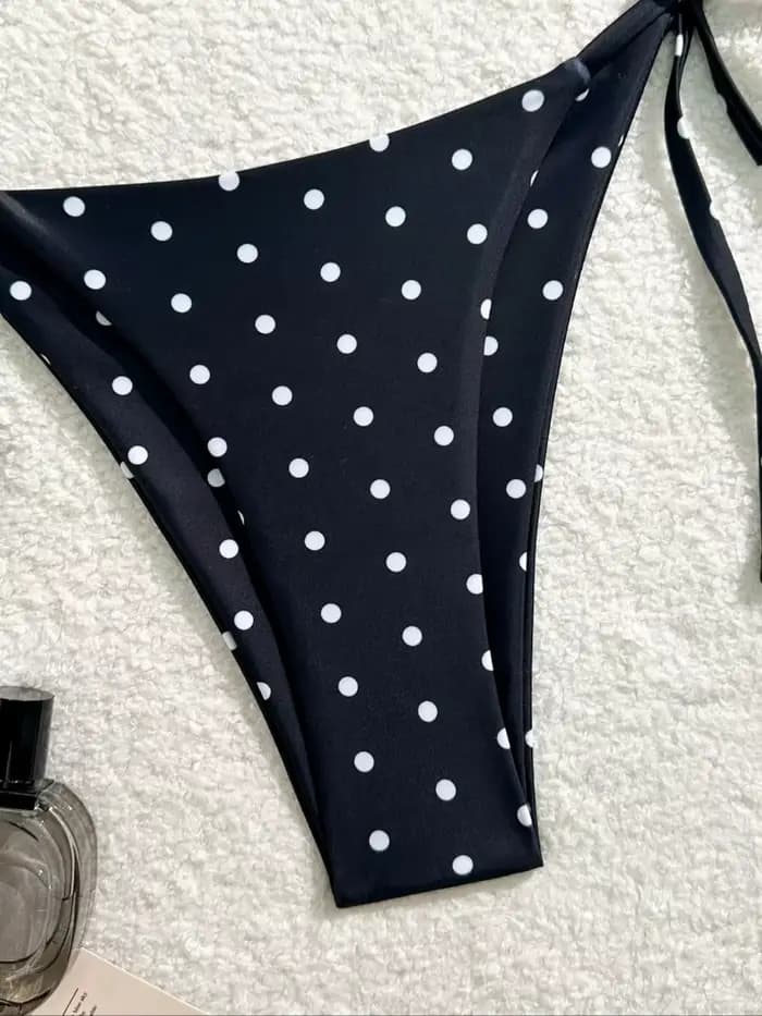 Ensemble de bikini sexy noir blanc à pois maillot de bain 2 pièces pour femme