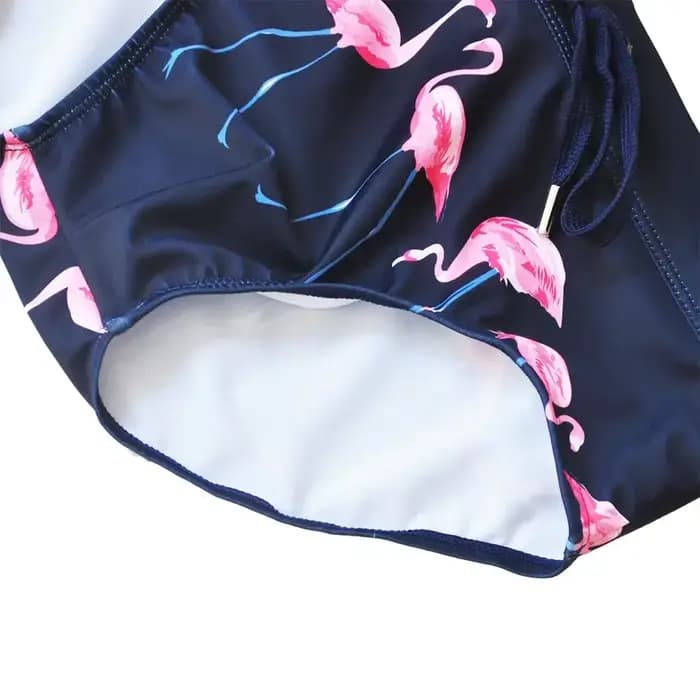 Slip de bain imprimé flamant rose pour homme, short de surf, boxer de plage, maillot de bain, bikini imbibé, bleu marine
