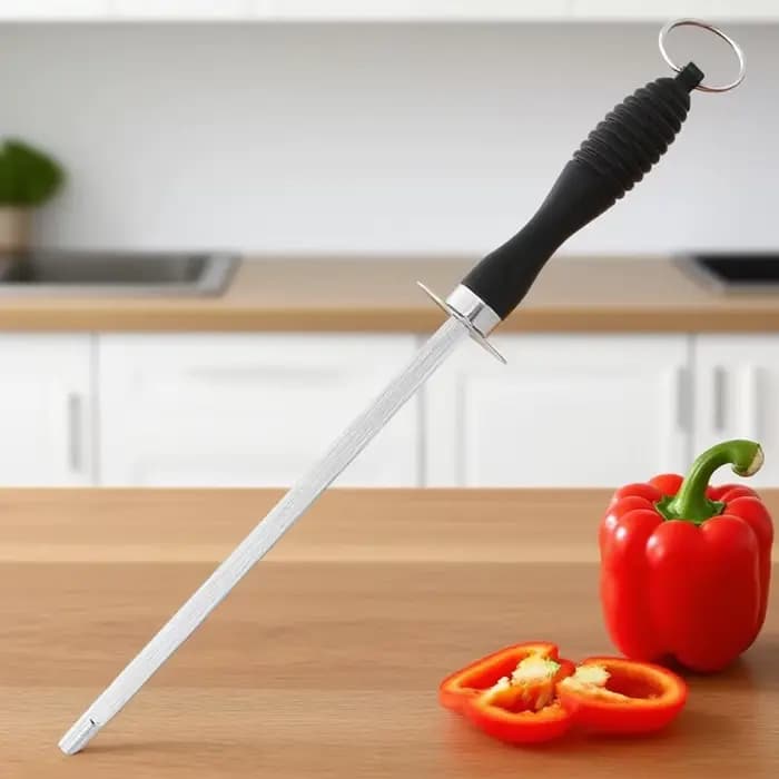Tige d'affûtage de couteaux professionnelle en acier au carbone, broyeur de couteaux Durable avec poignée en ABS, lame d'affûtage, outil de cuisine