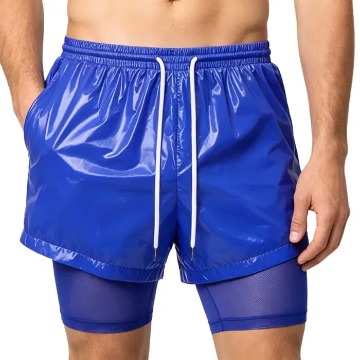 Maillot de bain homme brillant, short boxer athlétique imperméable, double couche, pour éviter les gênes, caleçon de bain, short de natation