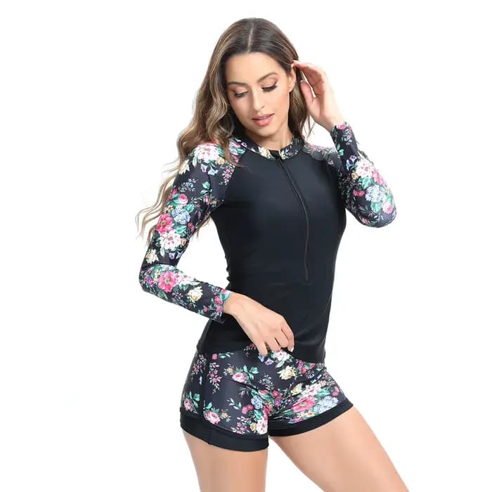 NADANBAO-Maillot de bain deux pièces pour femmes, sexy, imprimé floral, à la mode, protection contre les éruptions cutanées, tenue de plage