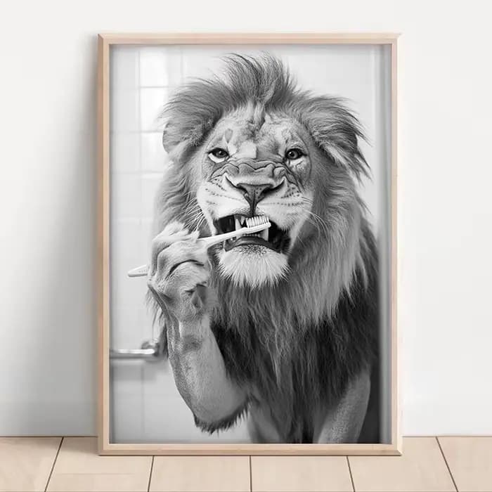 Affiche de salle de bains amusante en noir et blanc, peinture sur toile d'animal de Style Vintage, tableau d'art mural imprimé pour la décoration de la maison