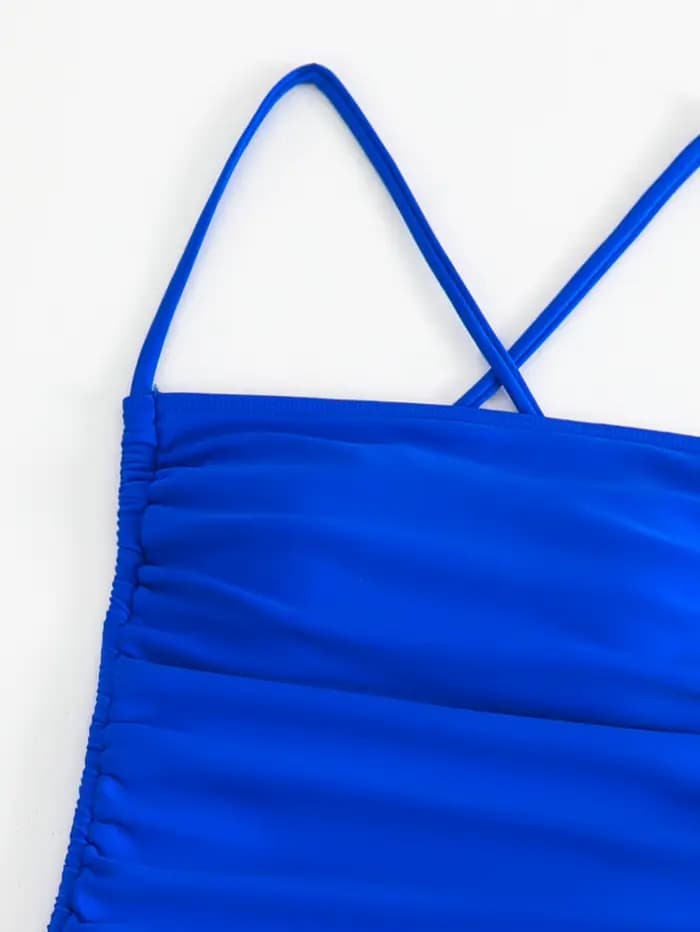 Femmes une pièce maillot de bain bleu Sexy Bikini solide Monokini féminin maillots de bain femme maillot de bain body livraison directe