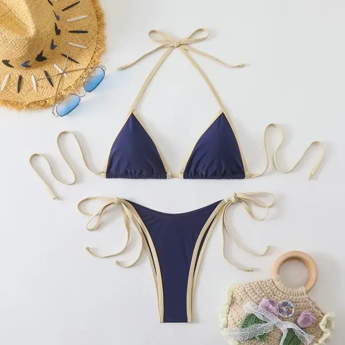 Tenues de Vacances Ensembles de Bikinis pour Femmes Bikinis Micro String Brésiliens Sexy Maillots de Bain Deux Pièces Triangle Maillots de Bain Bloc