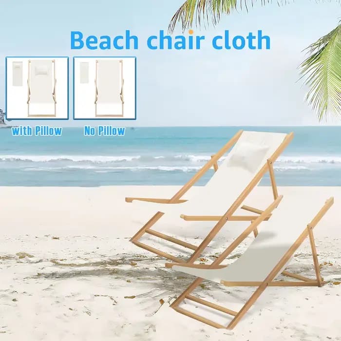 Tissu de remplacement pour chaise de plage pliable, toile de remplacement avec oreiller, tissu Durable et résistant à l'usure pour chaises longues