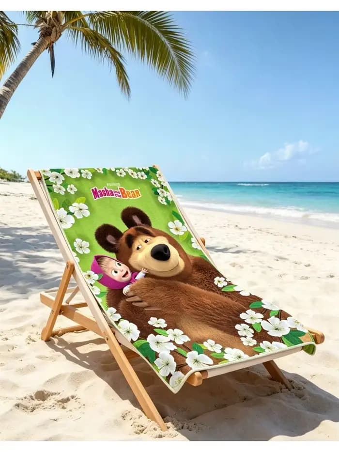 Serviette de plage Masha et l'ours en microfibre, séchage rapide, mignonne, pour enfants, serviette de bain animée, pour piscine, plage, voyage, cadeau pour enfants filles, 1 pièce