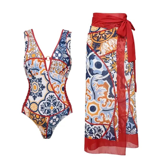 Maillot de bain une pièce rétro avec couverture