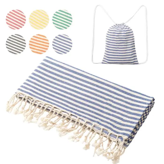 Serviettes de plage à rayures turques en vrac avec sac de voyage
