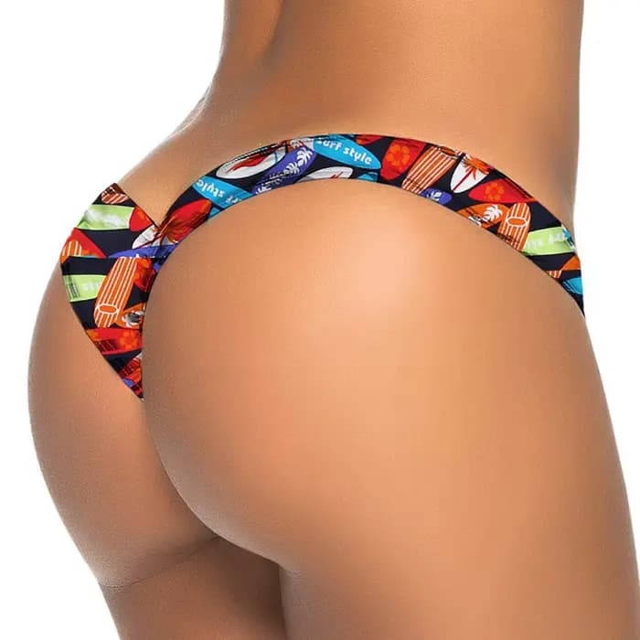 Femmes brésilien imprimé Bikini bas string bain plage maillot