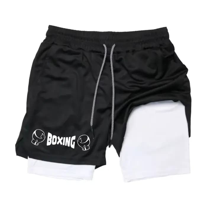 Short de boxe d'été 2 en 1 pour hommes