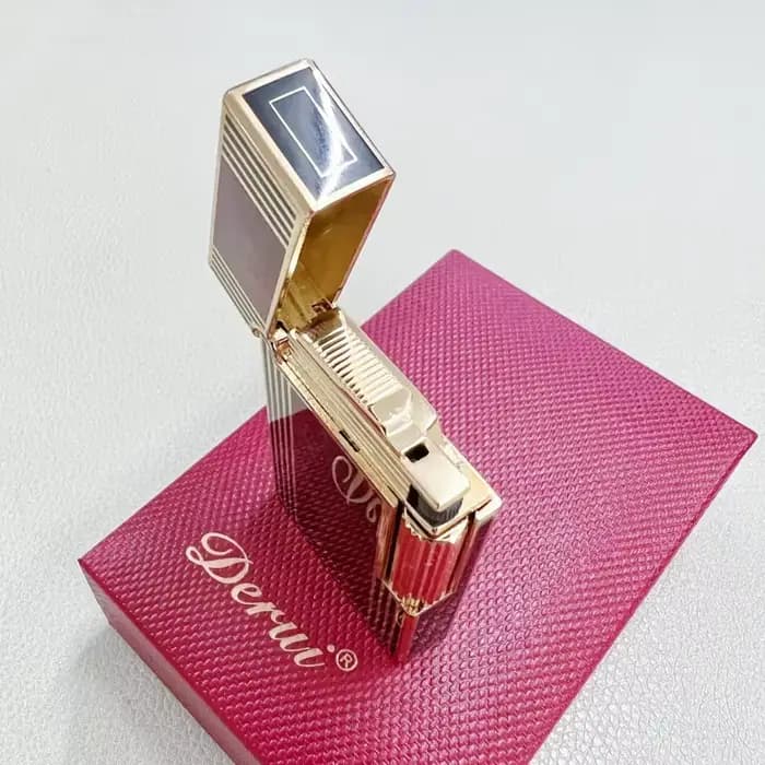 Briquet rechargeable Derui à glissière latérale pour homme, livré dans un coffret cadeau original, disponible en plusieurs options et styles, briquet très cool