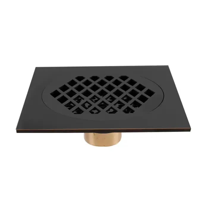 Siphon de sol carré en laiton, salle de douche, déchets, antique, brossé, or rose, noir, bronze, bronze rouge, 15x15cm