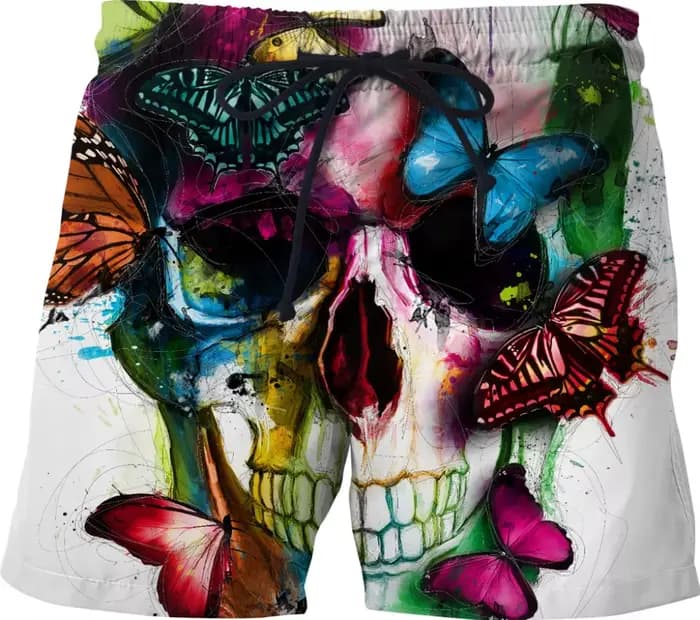 Séchage rapide été hommes Siwmwear hommes plage conseil Shorts hommes noir crâne maillots de bain vêtements de plage crâne shorts